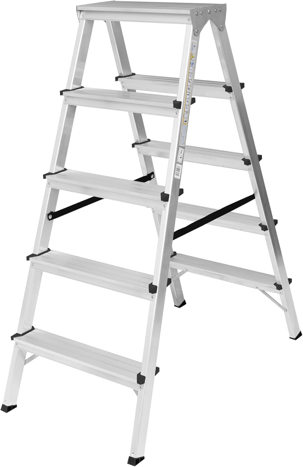 Zweiseitige Aluleiter Klappleiter Haushaltsleiter 2x5 Stehleiter Tragkraft 125kg EN131 | 5 Stufen /