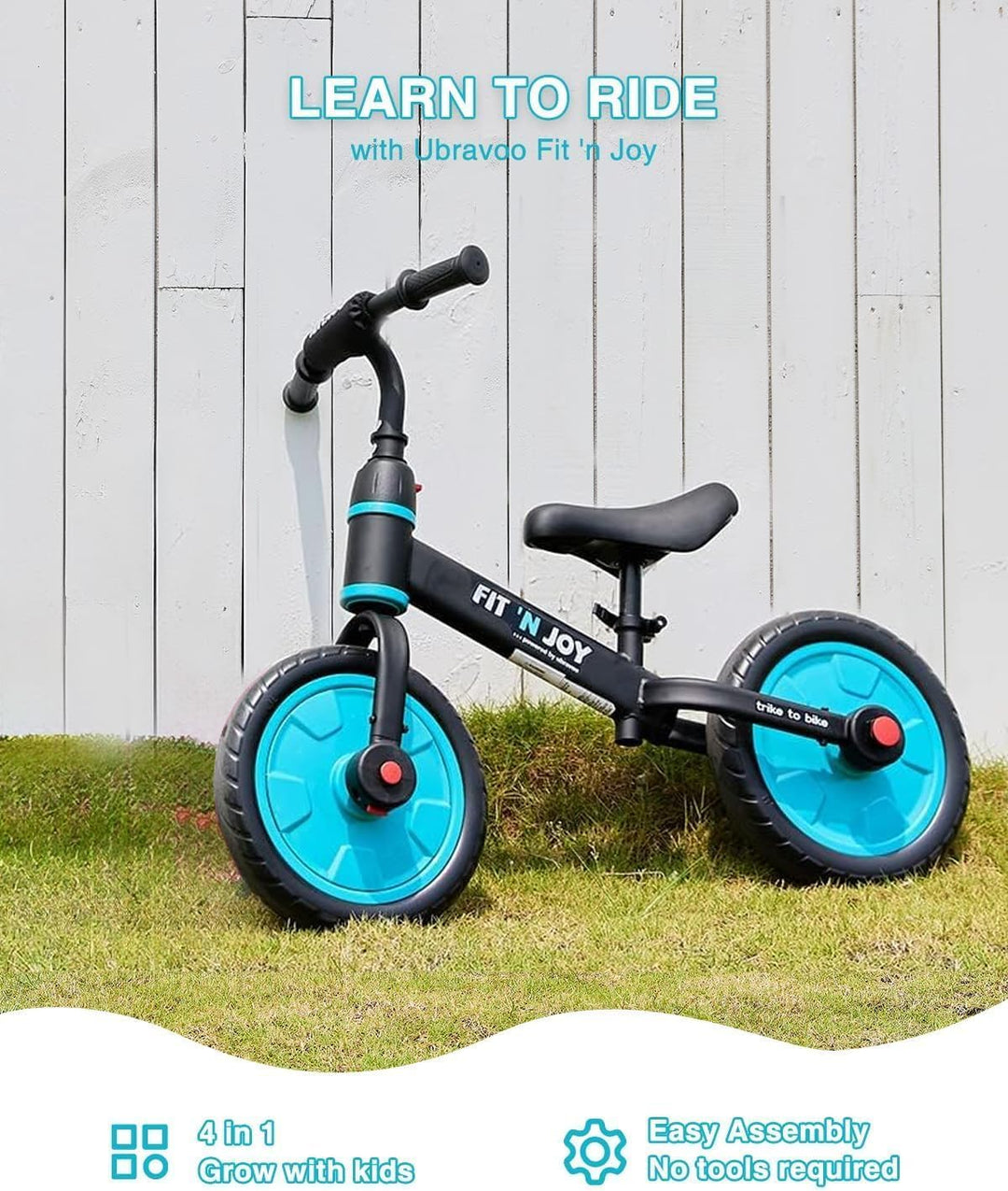 UBRAVOO Fit 'n Joy Kinderfahrrad Fahrräder, 4-in-1 Laufrad für Kinder mit Pedalen und Stützrädern, T
