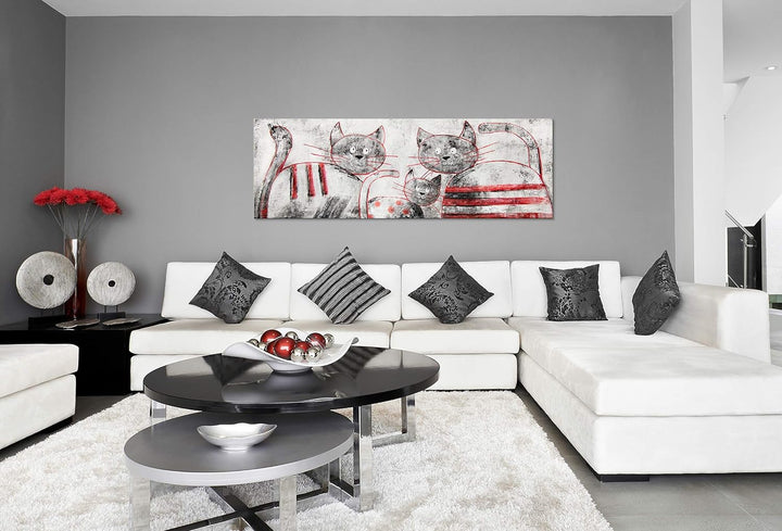 YS-Art XXL Abstrakt Acryl Gemälde auf Leinwand lustige Katzen handgemalt Wandbilder Wohnzimmer Kinde