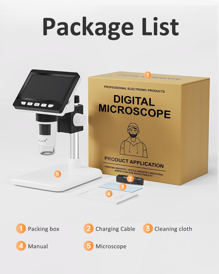 AOPICK Mikroskop, LCD Digital Mikroskop 1000X 4,3-Zoll 1080P USB Mikroskop mit 8 einstellbaren LED L