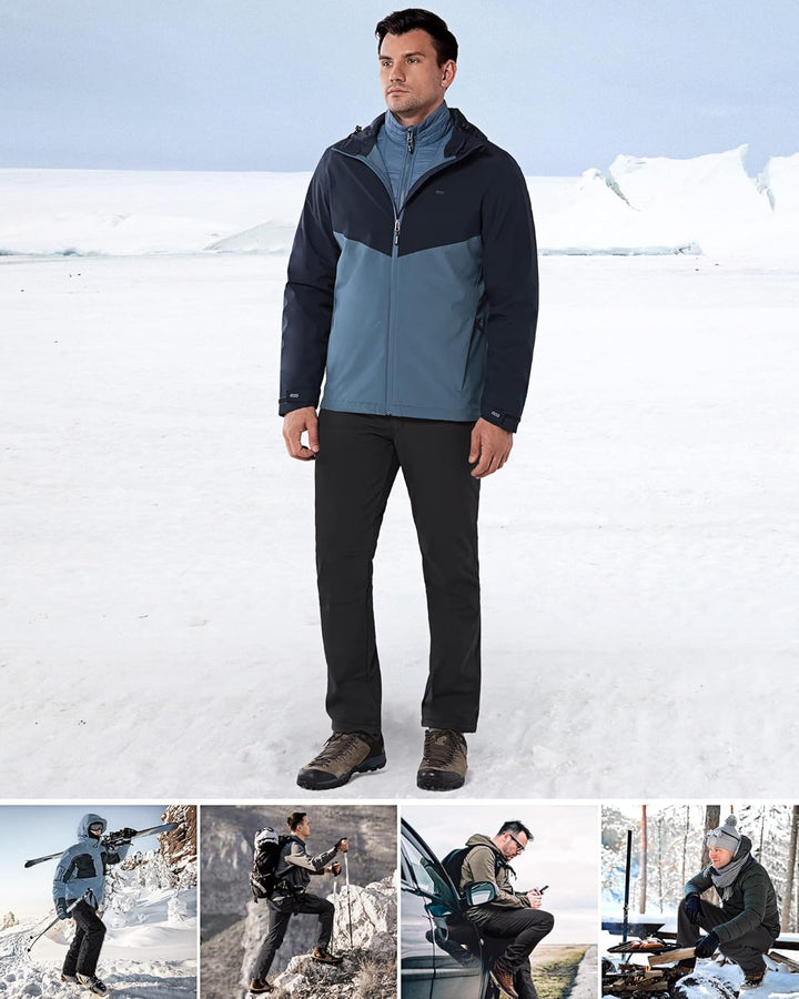 33,000ft Outdoorhose Herren Softshellhose Wasserdicht Winddicht Skihose Warm Fleece Gefüttert Arbeit