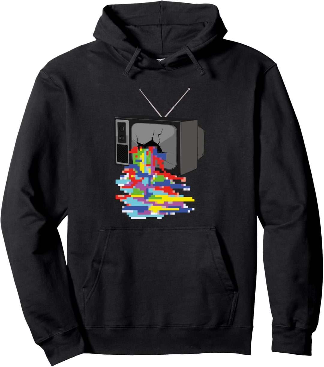 Kaputter Fernseher Farbige Pixel Retro Vintage Pullover Hoodie