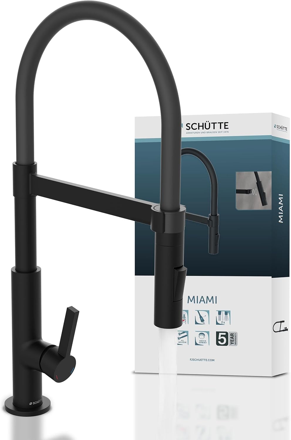 SCHÜTTE 79147 MIAMI Küchenarmatur 360° mit Soft Touch Schlauch, Einhebelmischer mit ausziehbarer, ma