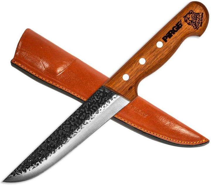 Pirge Elite Handgeschmiedet Schlachtermesser mit Lederscheide 16.5 cm Metzgermesser - Fleischermesse