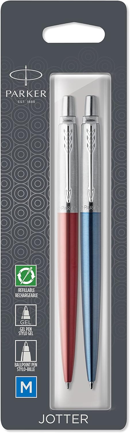 Parker 2033154 Jotter London Duo Discovery Pack: Kugelschreiber (Red Kensington) & Gelstifte (Royal