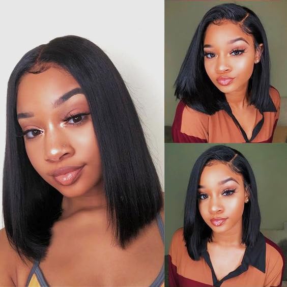 13x4 Lace Frontal Perücke Natürliche Frau Brasilianische Straight Lace Wig 8 Zoll Jungfräuliches Men