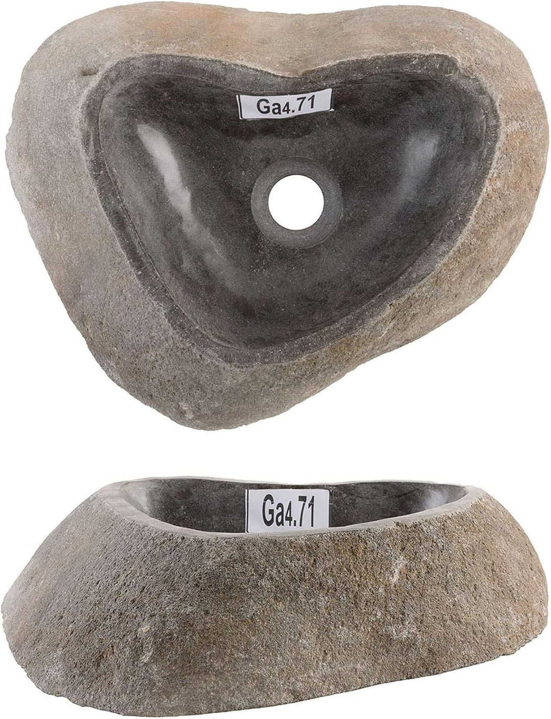 40 cm rund Naturstein Waschbecken grau von WOHNFREUDEN - Unikat Auswahl Stein Aufsatzwaschbecken Nat