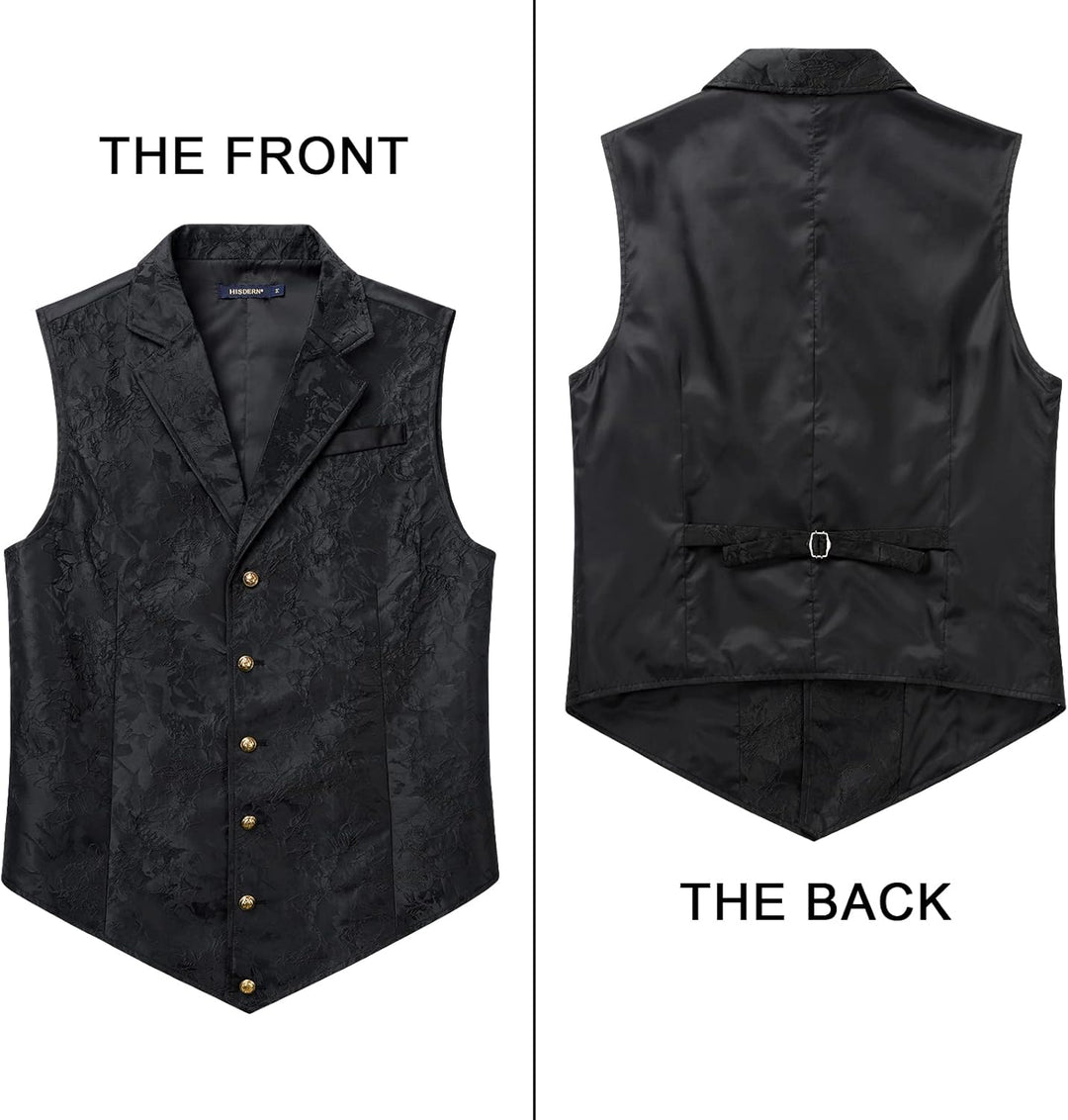 HISDERN Herren Paisley Weste Formelle Hochzeit Party Gothic Steampunk Revers Weste für Herren 3XL Sc