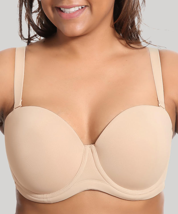 DELIMIRA Damen Trägerloser BH - Bügel BH mit geformte Cups 70F Beige, 70F Beige