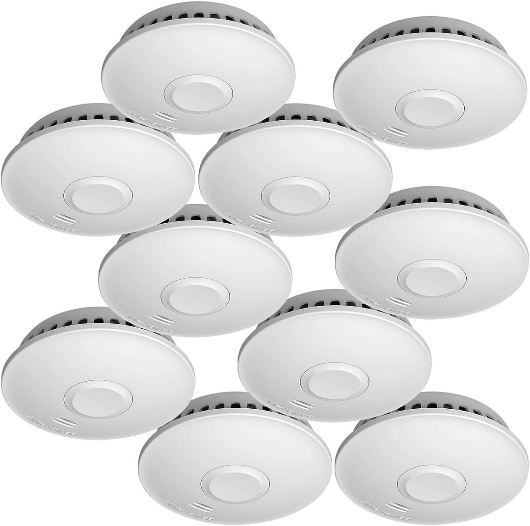 VisorTech Vernetzte Rauchmelder: 10er-Set vernetzbare Funk-Rauchmelder, 85 dB, VDs, 10-J.-Batterie (