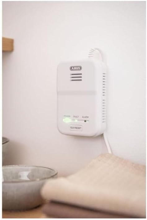 ABUS Gasmelder GWM100ME für Gasthermen - Erdgas (Methan) / Stadtgas - Alarmlautstärke 85 dB -  weiss