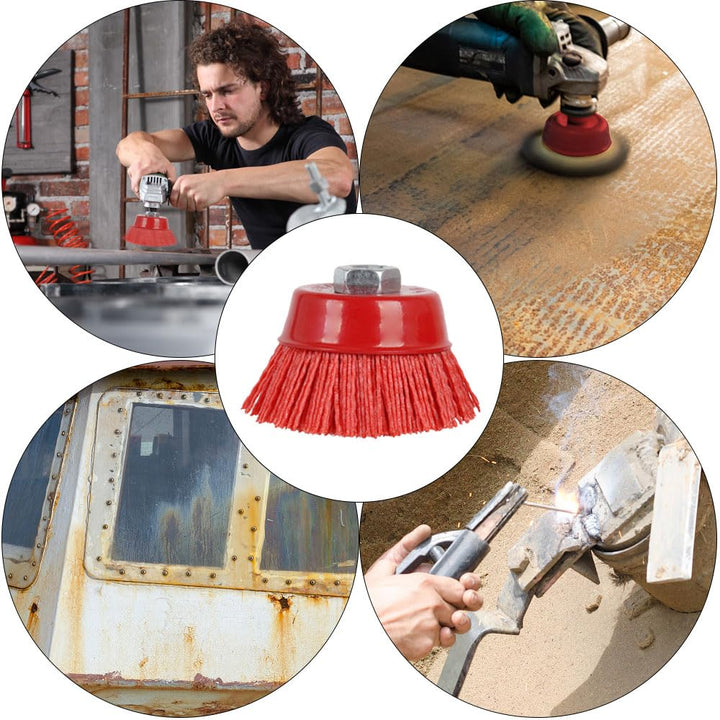 UTMACH 2 Stück Nylon Topfbürste Bohrmaschine Nylonbürste Winkelschleifer Bürste Nylon mit Innengewin