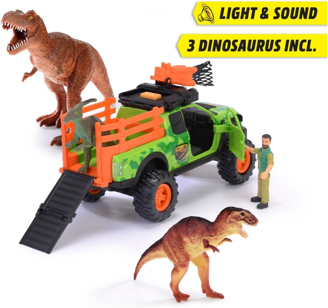 Dickie Toys - Dinosaurier-Fahrzeug Dino Hunter (25 cm) - Spielzeugauto Ford Raptor mit Licht & Sound