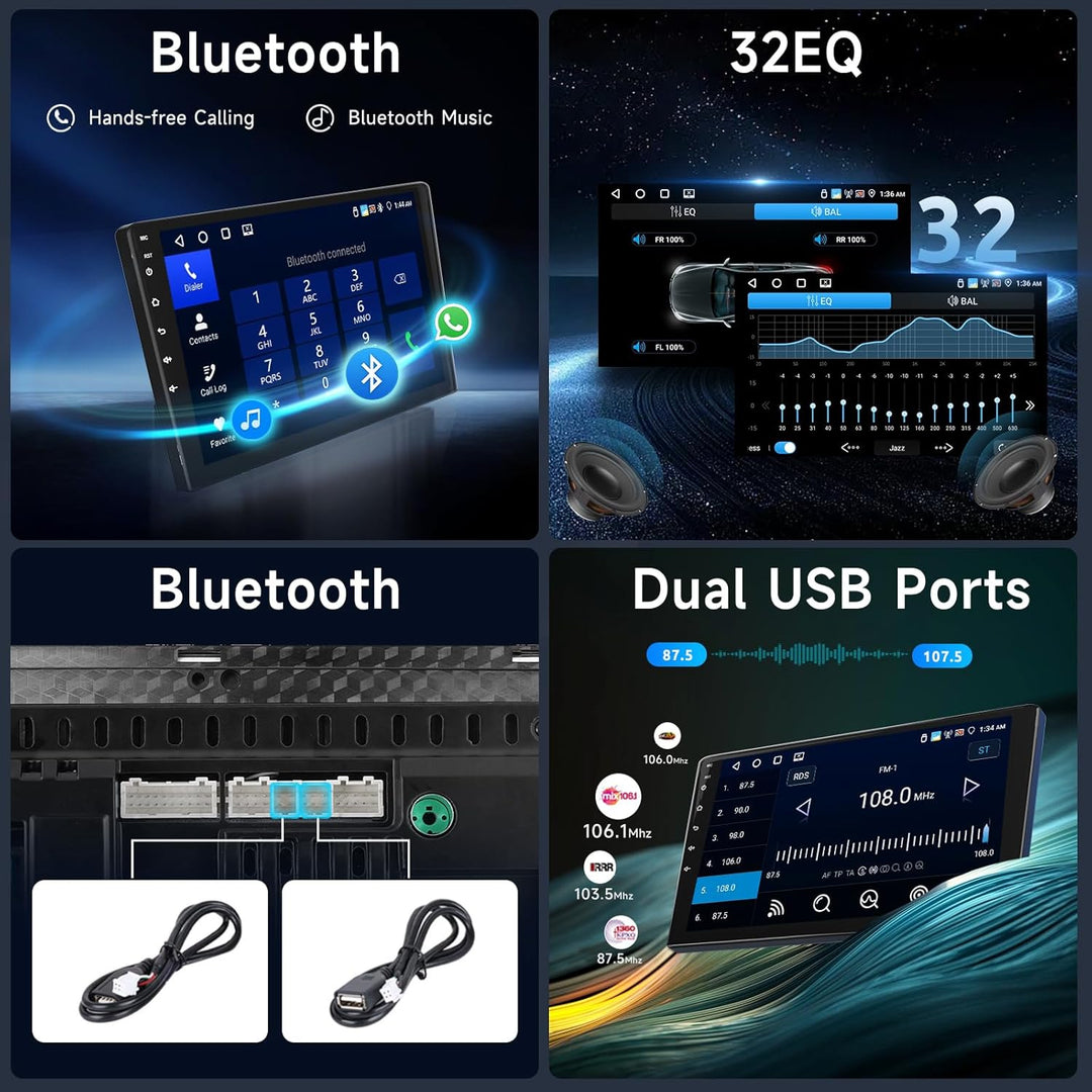 Hodozzy 4G+64G Doppel Din Android Autoradio mit Wireless Carplay und Android Auto,9 Zoll Touchscreen