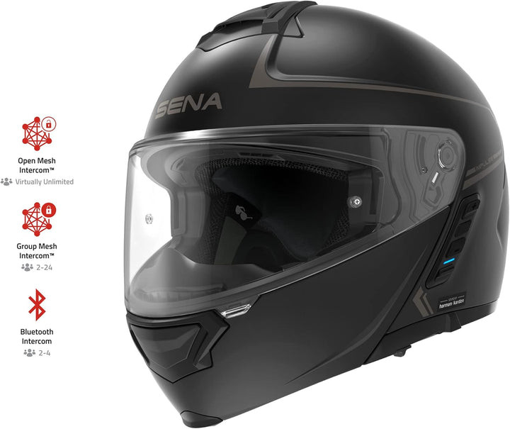 Sena Bluetooth Klapphelm Impulse mit Sound by Harman Kardon, Sonnenblende und integriertem Mesh Inte