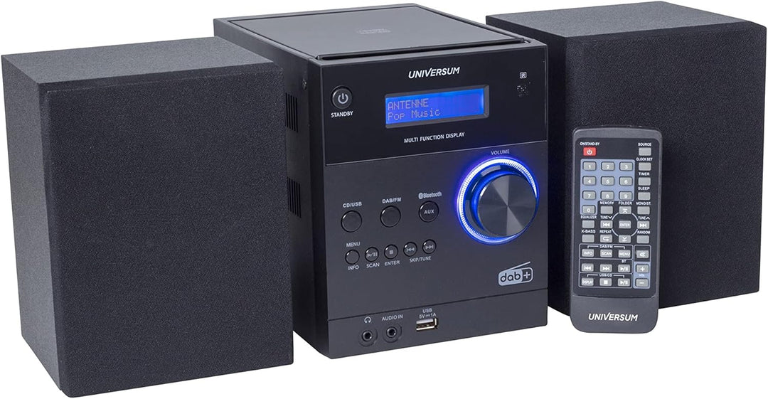 Universum MS 300-21 Stereoanlage AUX, Bluetooth®, CD, DAB+, UKW, USB, Akku-Ladefunktion, Inkl. Fernb