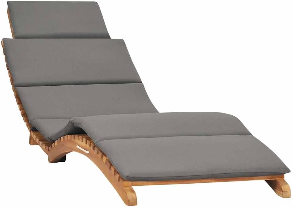 vidaXL Teak Massiv Sonnenliege Klappbar mit Dunkelgrauer Auflage Klappliege Gartenliege Relaxliege G