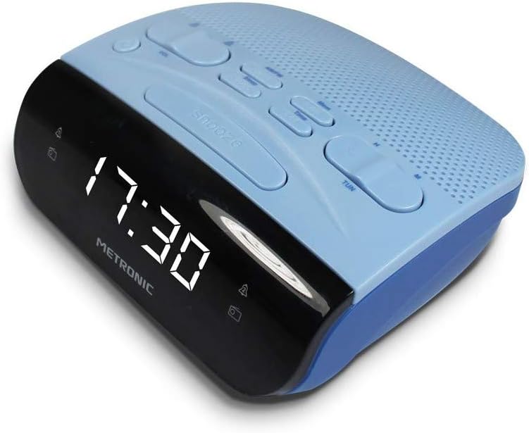 Metronic 477033 Uhrenradio - Radiowecker FM Radio Duo Colors LED Anzeige Blau/Schwarz, Blau