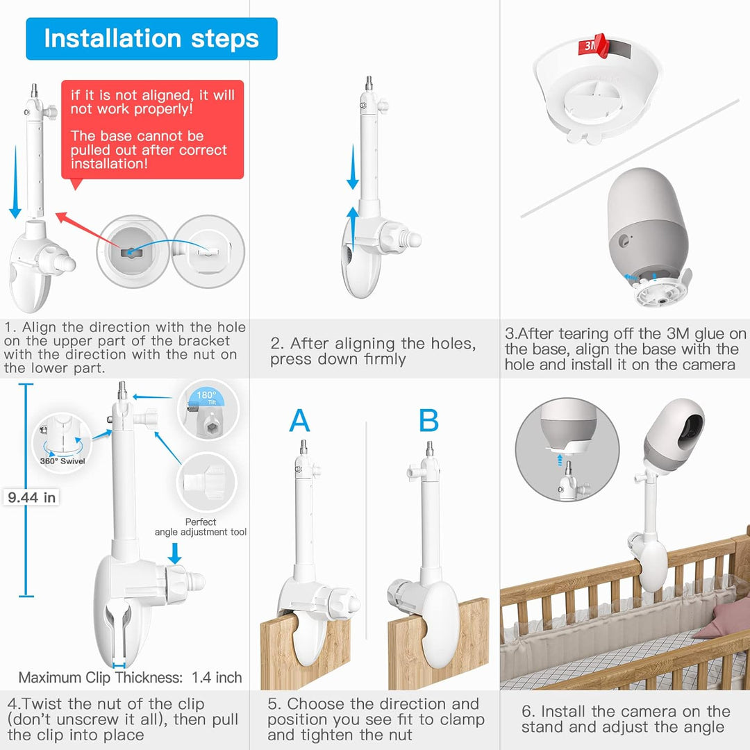 HOLACA Baby Monitor Clip Halterung für Nooie Babyphone mit Kamera, Nooie 2K Überwachungskamera innen
