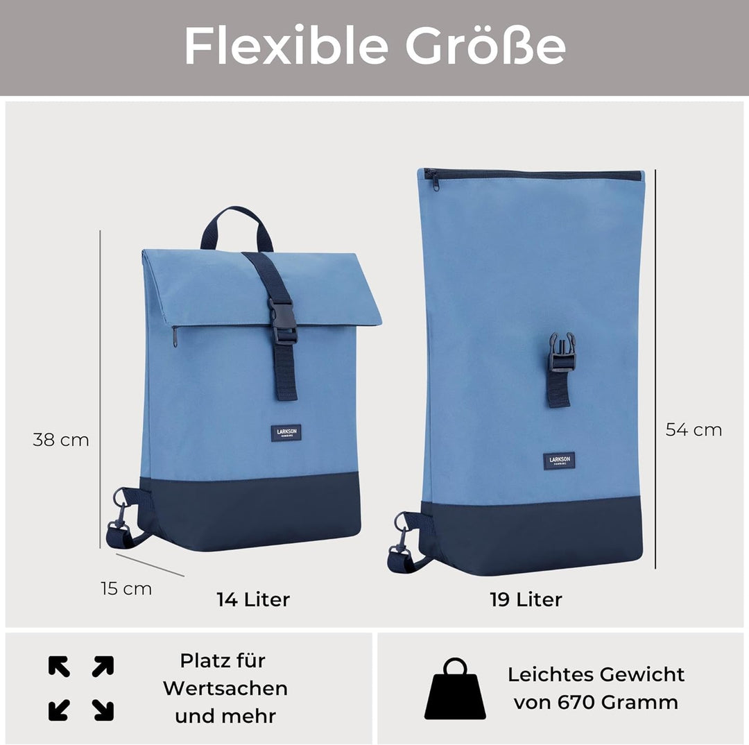 LARKSON Fahrradtaschen für Gepäckträger Damen & Herren Blau - Tammo Bike - 2 in 1 Fahrrad Tasche Ruc