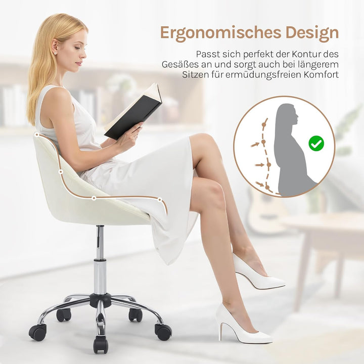 WOLTU Homeoffice Stuhl, Bürostuhl ergonomisch, Schminkstuhl drehbar, Drehstuhl mit Rollen, Schreibti