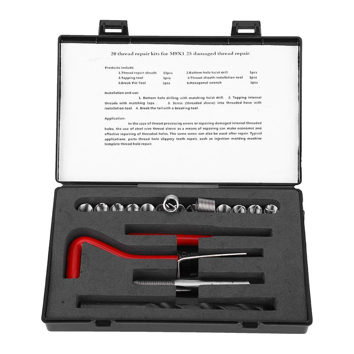 20 Stücke Metrisch M9x1,25mm Gewinde Reparatur Einsatz Kit, Edelstahl Gewinde Reparatur Zubehör Sort