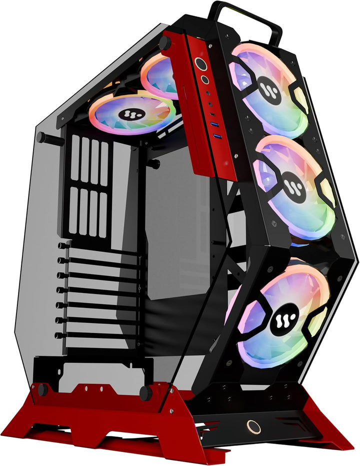 KEDIERS C570 Premium Gaming PC Gehäuse– ATX Tower PC Gaming ehäuse aus gehärtetem Glas (mit 7 RGB-Lü