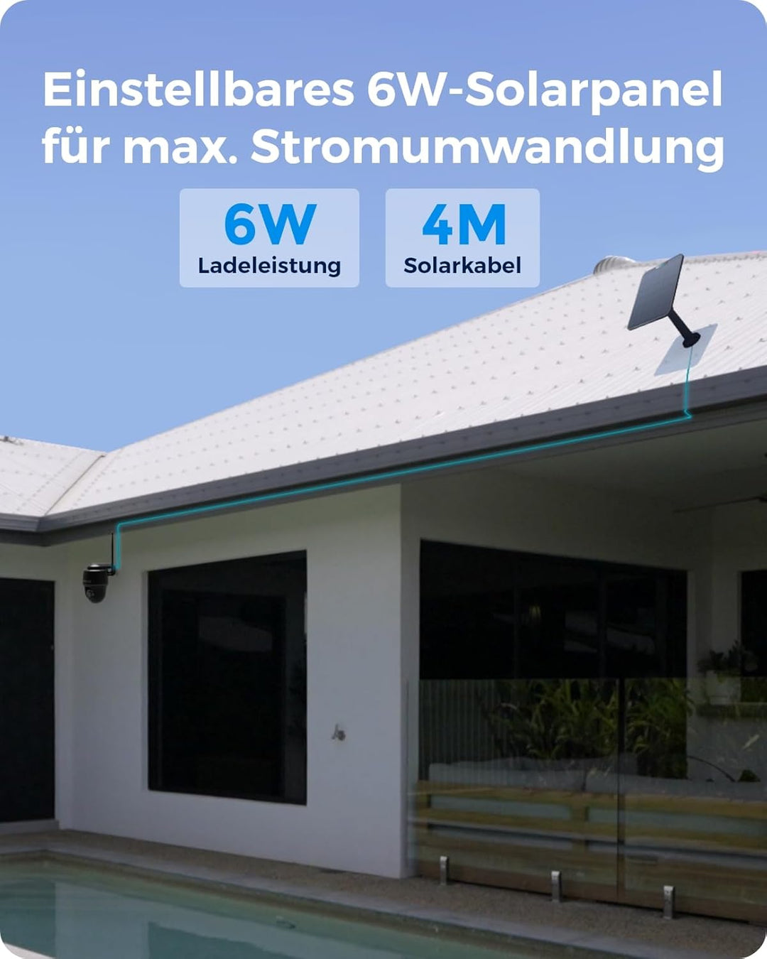 Reolink 4K Überwachungskamera Aussen Solar, 360°/140° Schwenk-/Neige WLAN Kamera Outdoor Akku mit Sp
