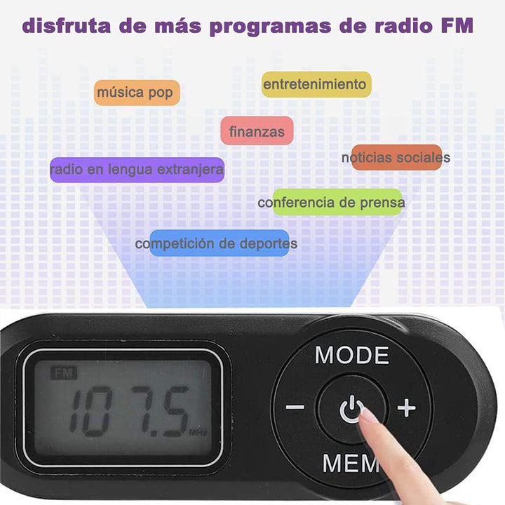 Mini Radio Tragbare FM mit digitaler LCD-Digitalanzeige, Kopfhörer, Pocket-Walkman-Radio mit Voreins