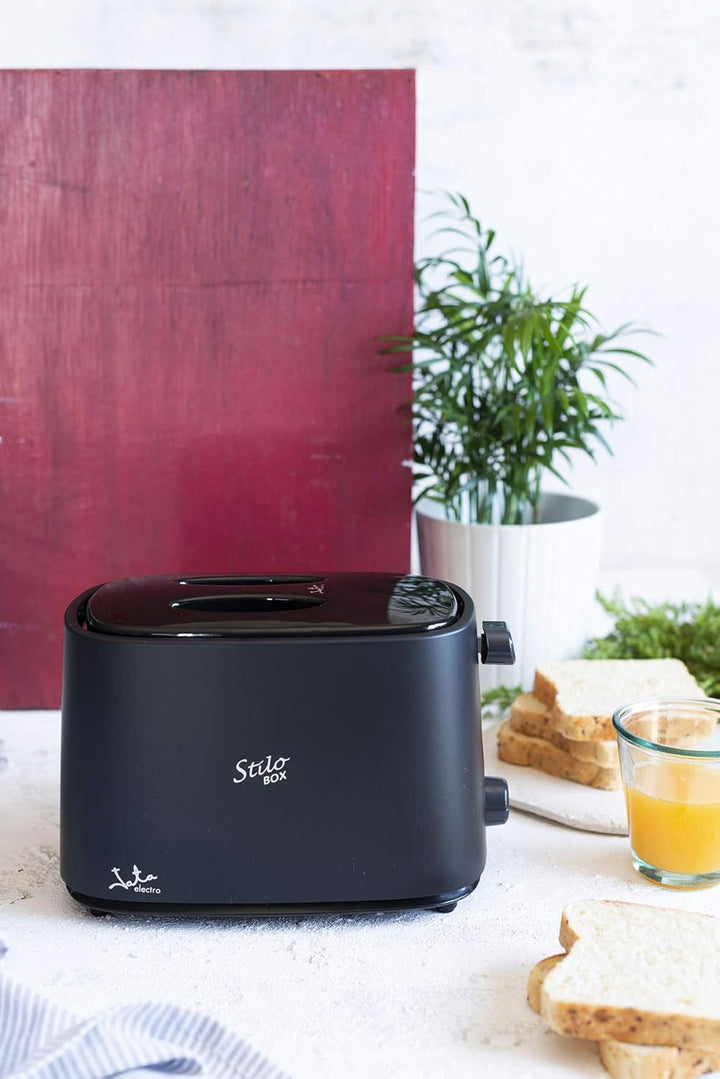 Jata TT631 Schwarzer Toaster mit Schutzkappe und zwei extra breiten Schlitzen, mit elektronischem Ro