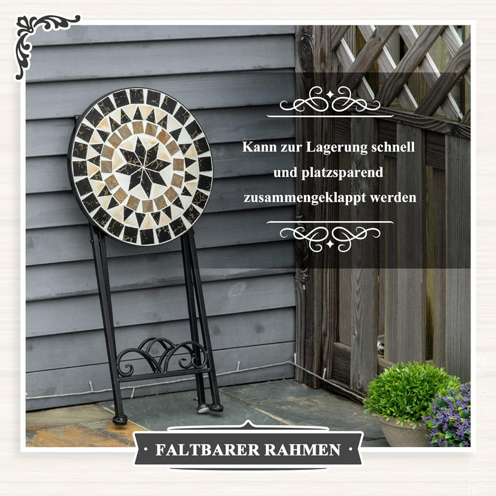 Outsunny Pflanzenständer Ø36 x 67 cm Blumenständer Pflanzenhalter klappbar rund für Balkon Steinmosa