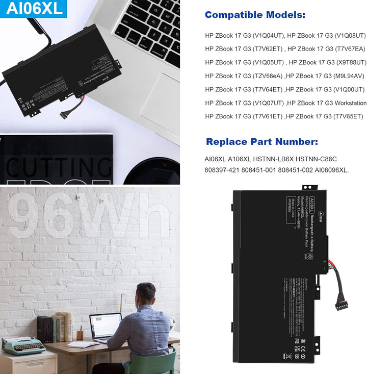 ASUNCELL 96Wh AI06XL Laptop Akku für HSTNN-LB6X HSTNN-C86C 808397-421 808451-001 808451-002 AI06096X