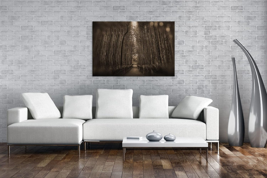 deyoli Wald voller Bambus Effekt: Sepia, Format: 100x70 als Leinwandbild, Motiv fertig gerahmt auf E