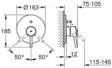 GROHE Concetto Einhand-Wannenbatterie 19346001, Chrom; für Wandeinbau