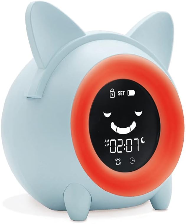 Metronic Lernwecker mit Gesichtsausdrücken, Lichter, Nachtlicht, Musik, 477347 Blau, Blau