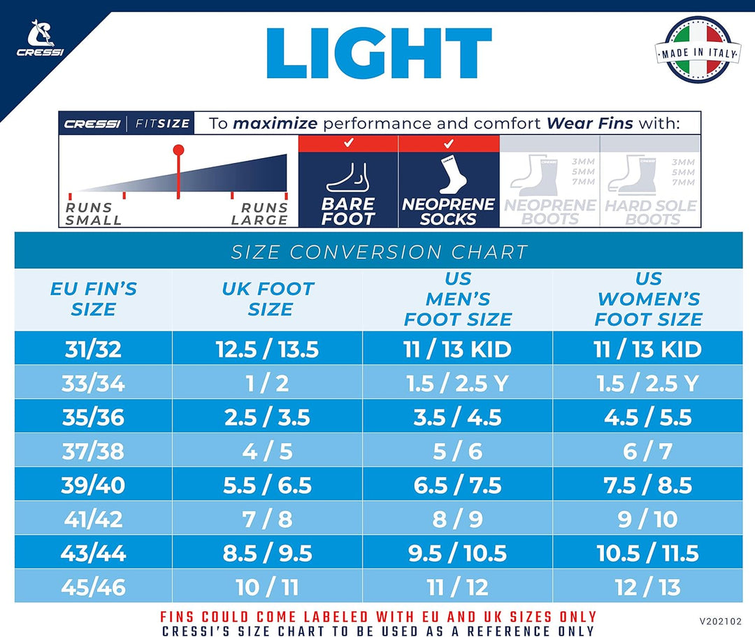 Cressi Light Schwimmflossen Weiss EU 39/40 | UK 5.5/6.5, Weiss EU 39/40 | UK 5.5/6.5