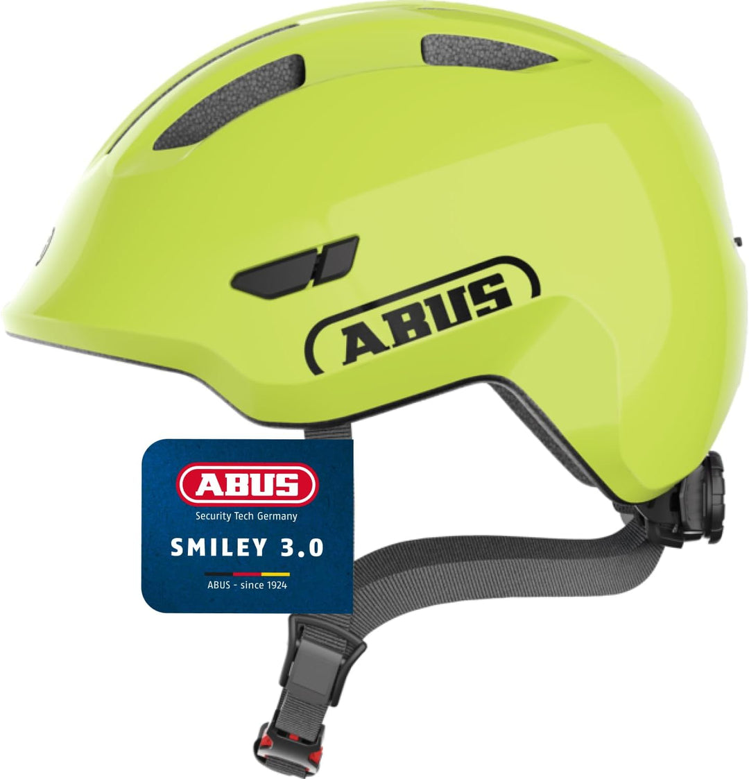 ABUS Kinderhelm Smiley 3.0 - Fahrradhelm mit tiefer Passform, kindergerechten Designs & Platz für ei