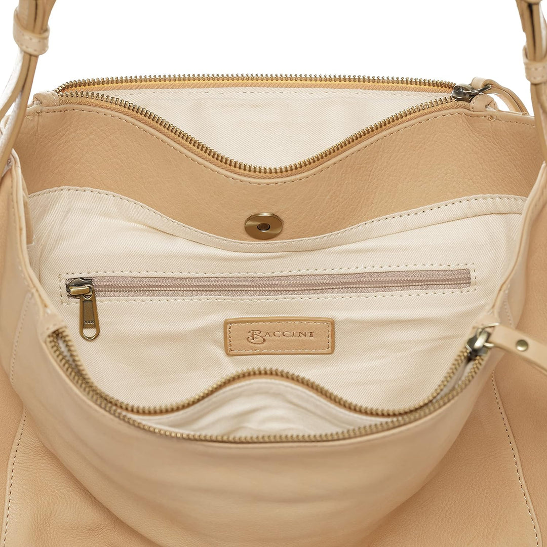 BACCINI Hobo Bag DAISY aus Premium Glatt-Leder I Beuteltasche gross für Damen I Schultertasche handg