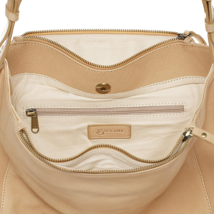 BACCINI Hobo Bag DAISY aus Premium Glatt-Leder I Beuteltasche gross für Damen I Schultertasche handg