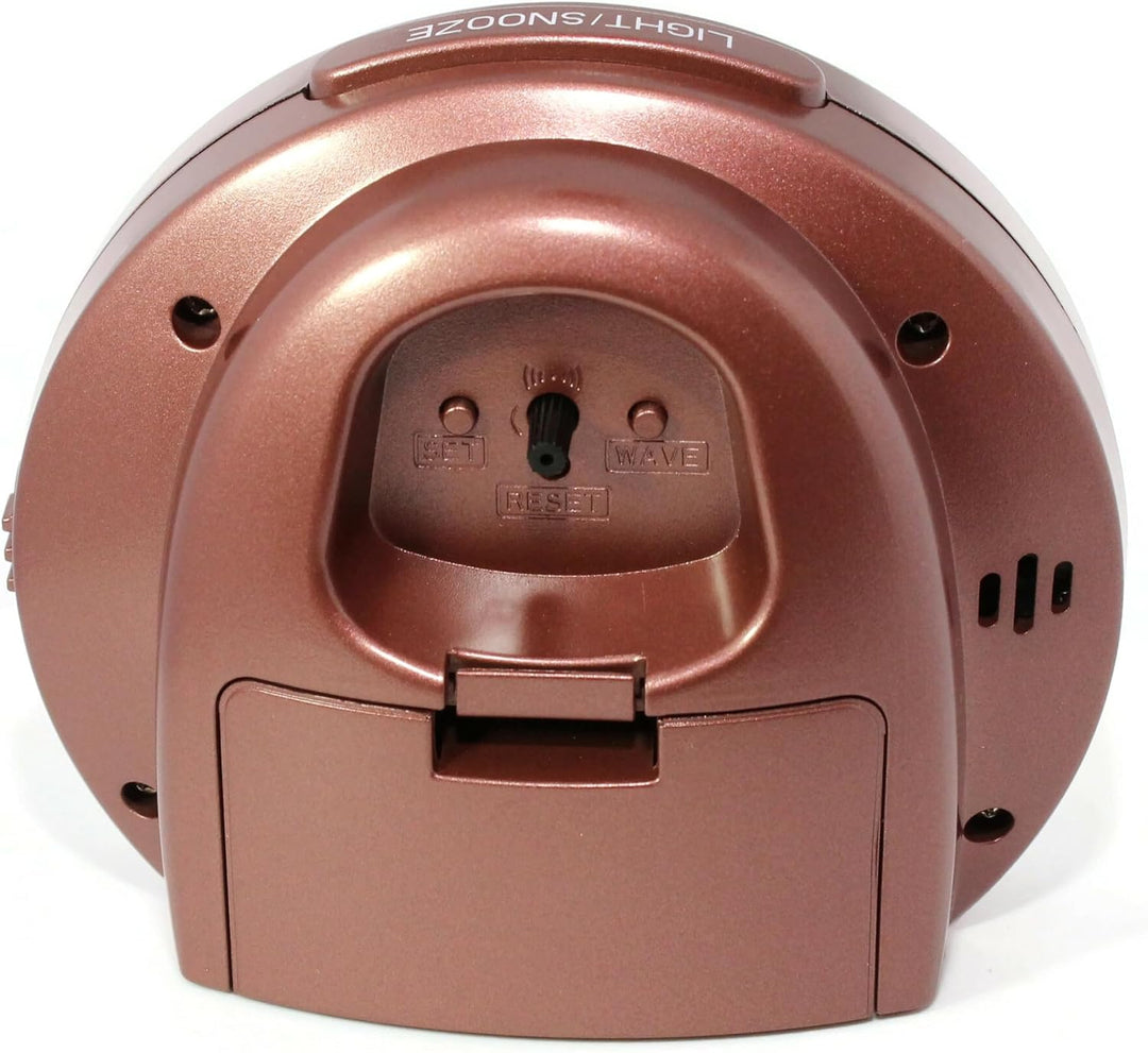 Funkwecker ohne Ticken mit Licht Snooze Leuchtzeiger Analog - 1856/3 (Braun), Braun