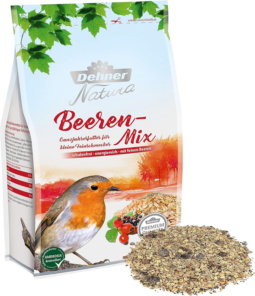 Dehner Natura Wildvogelfutter Futterbuffet Maxi, Streufutter und Snacks, 8-teilig