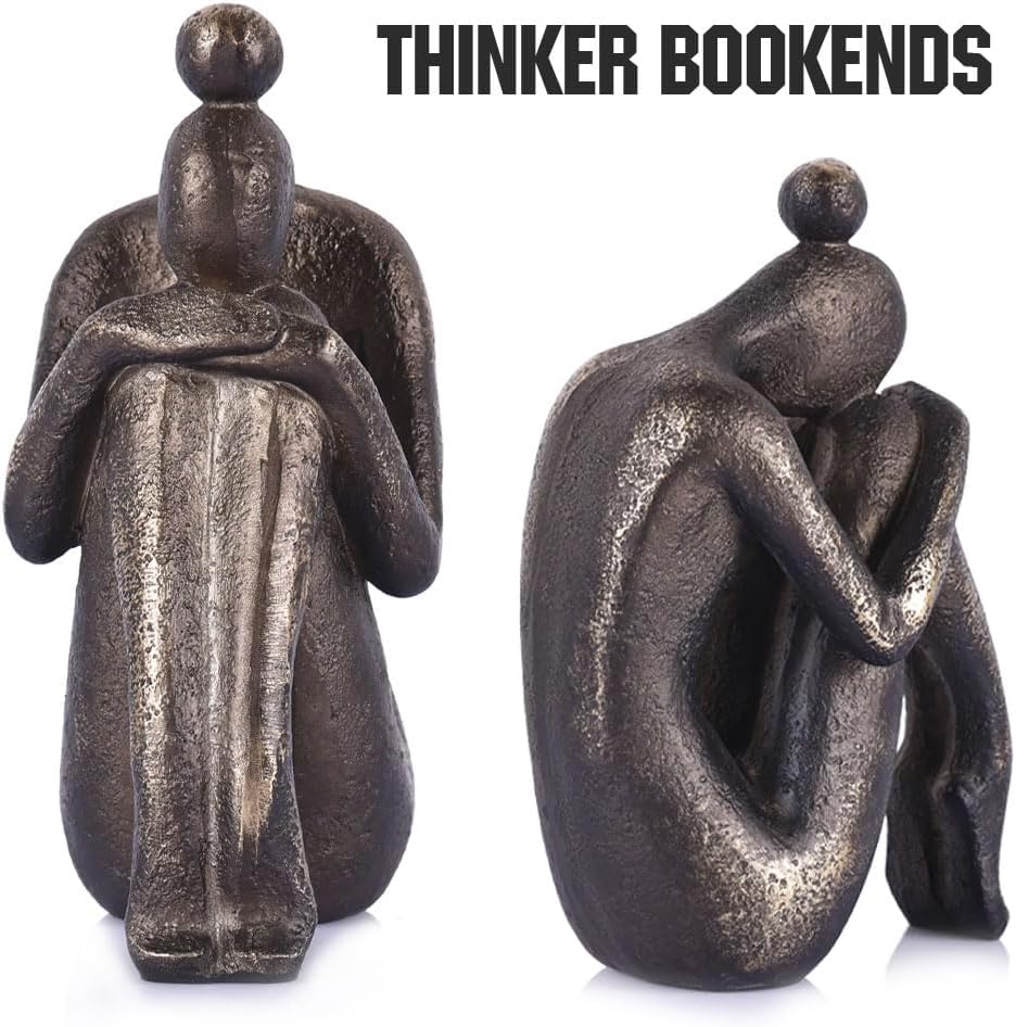 Buchstützen, einzigartig, dekorativ, Denkermädchen, modern, robust, rutschfest, Kunstharz, Buchstopp