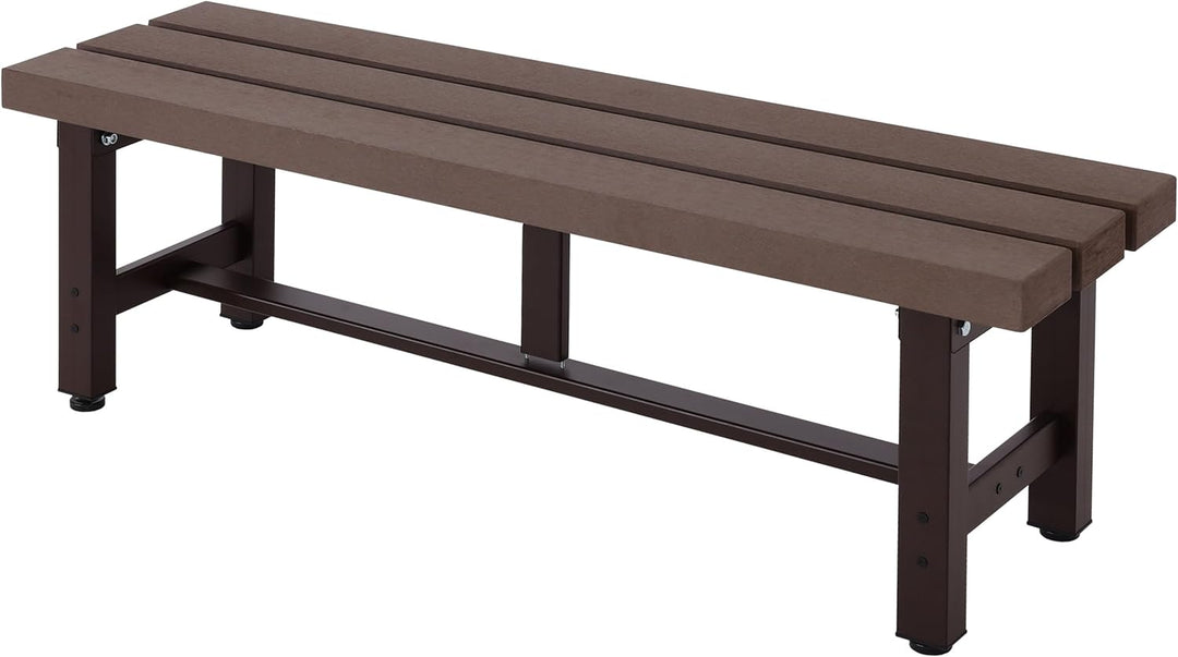 Mendler Alu Gartenbank HWC-K60, Bank Parkbank Sitzbank Balkonbank, wetterfest WPC 120cm, braun