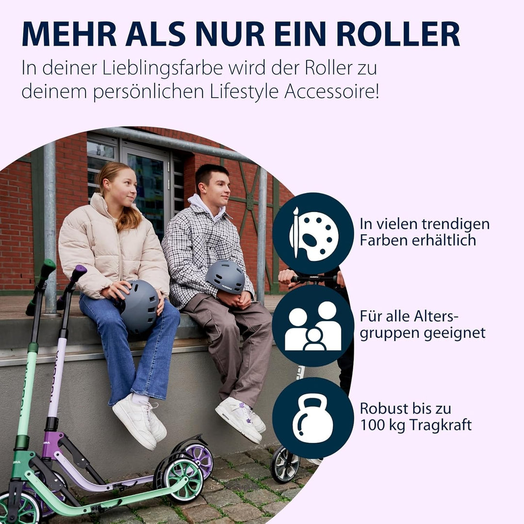 HUDORA BigWheel® 205 Advanced Scooter - Komfortabler Aluminium-Roller für bis zu 100kg - Höhenverste