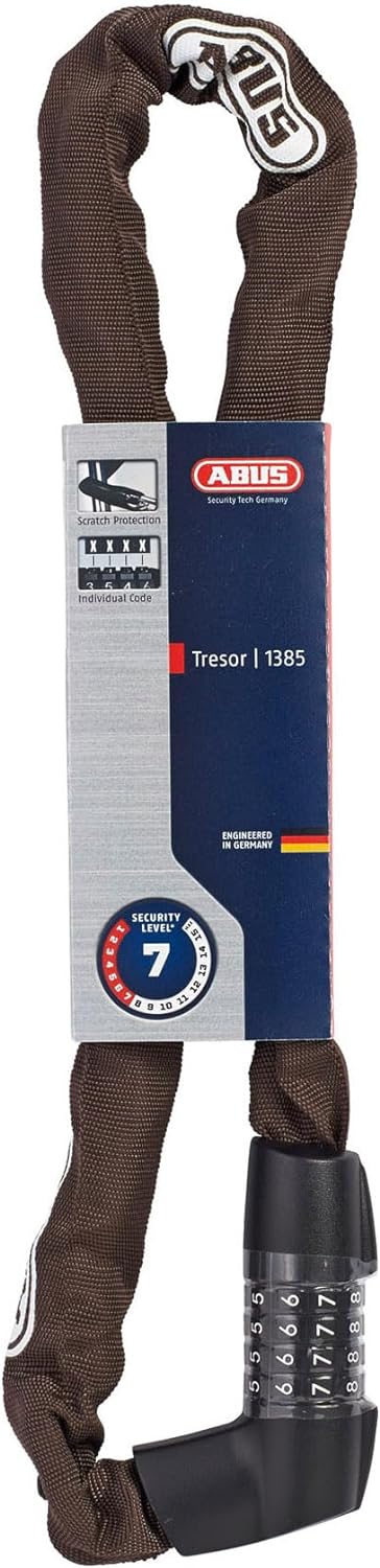ABUS Kettenschloss Tresor 1385 – Zahlenschloss aus gehärtetem Stahl – 7 mm starke Vierkantkette – AB