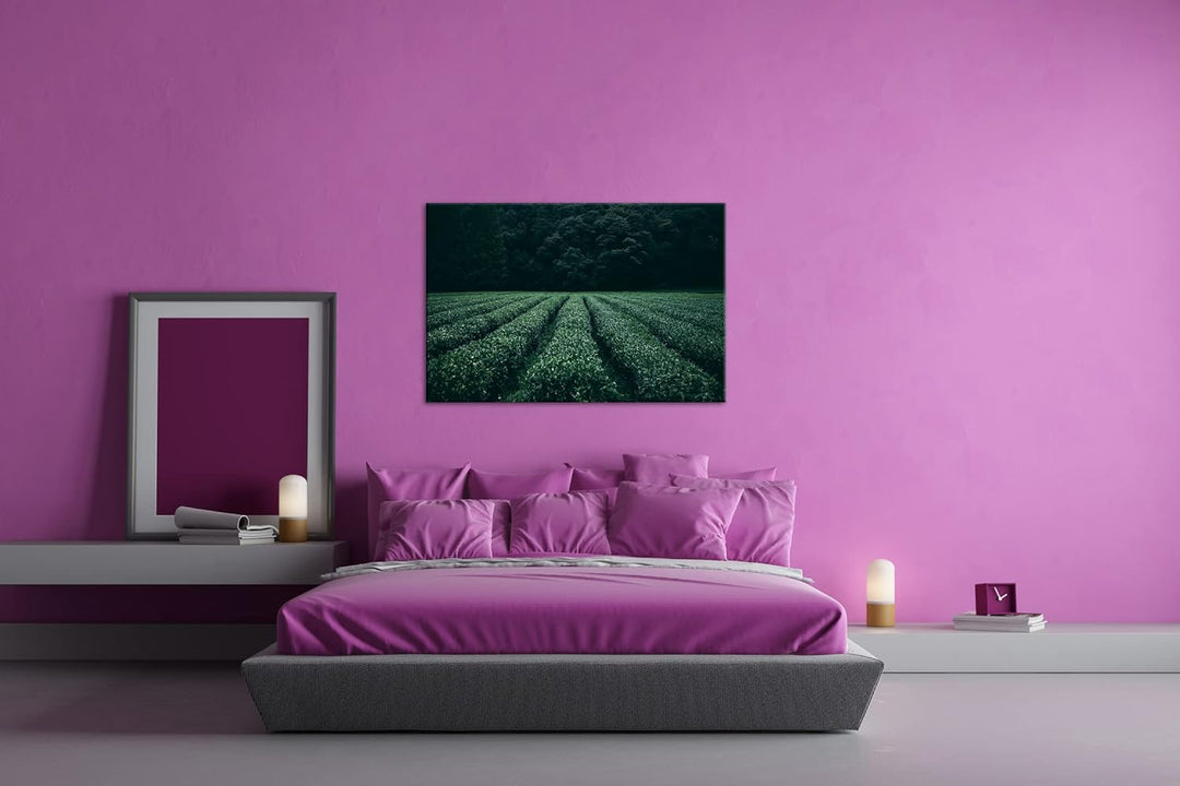 deyoli Tee Feld Format: 80x60 als Leinwandbild, Motiv fertig gerahmt auf Echtholzrahmen, Hochwertige