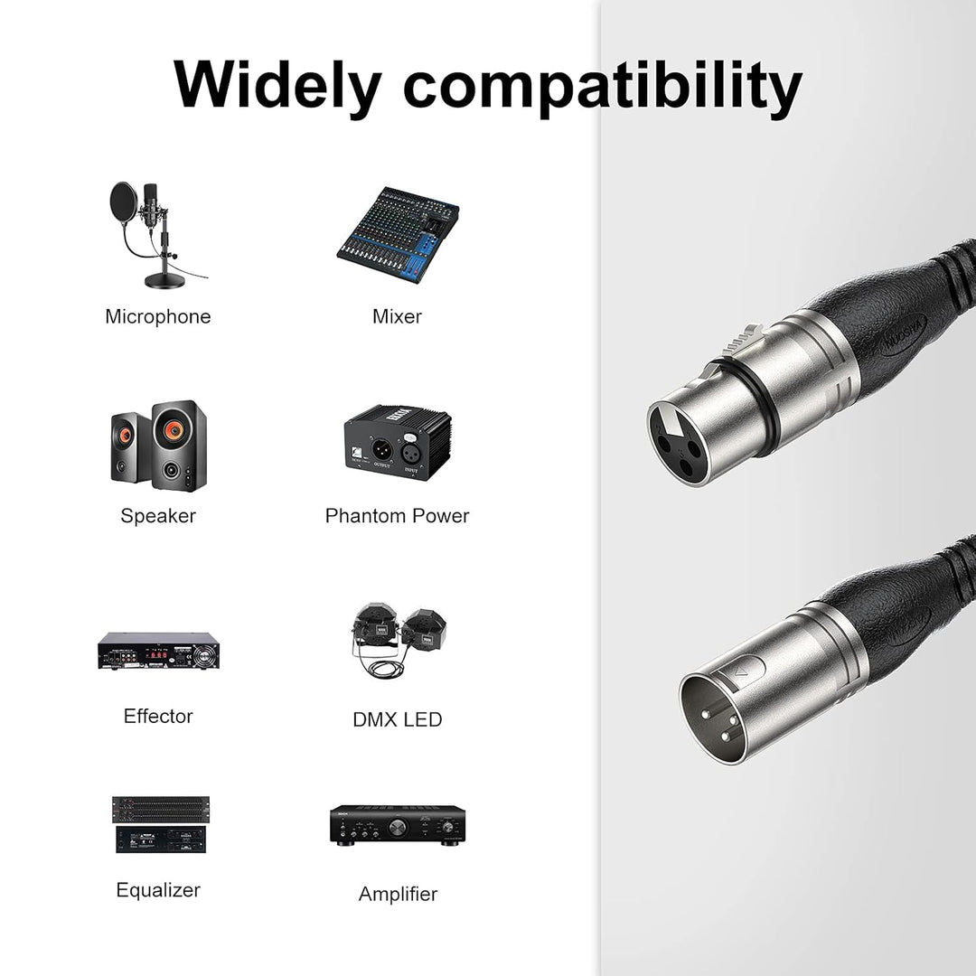 NUOSIYA XLR Kabel 3m 2Pack Mikrofonkabel, 3-Pin XLR Stecker auf Buchse Mikrofonkabel für Mikrofon, V