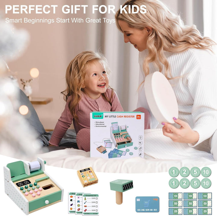 OSLINE Geschenk für 2 3 4 5 Jährige Mädchen Junge,Montessori Holz Spielzeug Kasse Kinderab 2-5 Jahr,