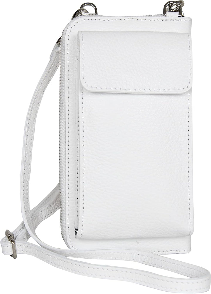 AmbraModa GLX21 - multifunktionale Damen Handytasche, Umhängetasche, Geldbörse aus echtem Leder, gee