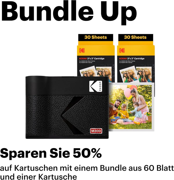 KODAK Fotodrucker Mini 3 ERA Impresora + Pack con 68 Hojas schwarz, Impresora + Pack con 68 Hojas sc